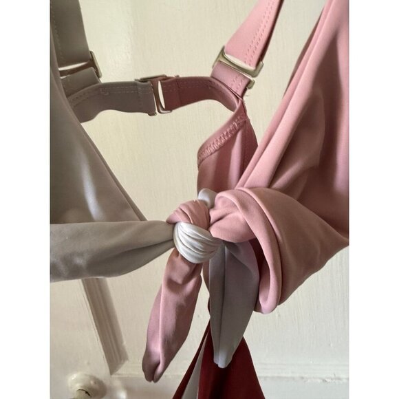 SHEIN women’s size large cut out pink white red bathing suit - Picture 3 of 9